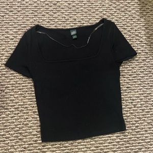 wild fable target deep cut neckline black crop top tee